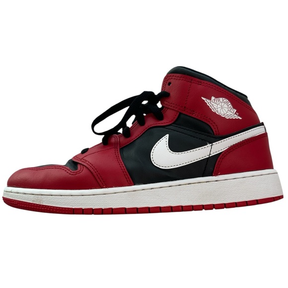 Nike Air Jordan 1 Mid GS Sneakers Black/Gym Red/White Boys Size 7 Youth - Picture 2 of 11